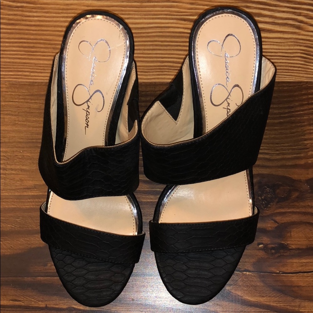 Jessica Simpson Black Snake Mules